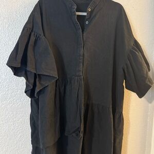 Black Ruffle Sleeve Dress